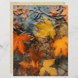 Autumn Leaves em Rain Scrapbook Paper