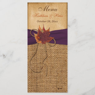 Autumn Leaves, FAUX Burlap Menu Card