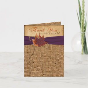 Autumn Leaves, FAUX Burlap PHOTO Cartões de agrade