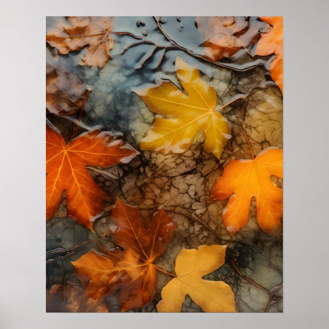 Autumn Leaves in Rain Poster (Frente)