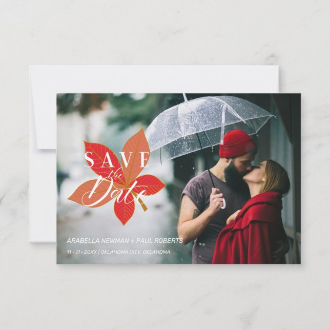 Autumn Leaves Themed Wedding Custom Photo Script (Frente)