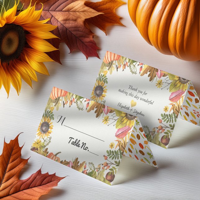 Autumn Maple Deixa Pumpkin Na Tabela De Casamento (Criador carregado)