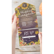 Autumn Maple Leaf Pumpkin Rustic Wood Weding RSVP