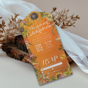 Autumn Maple Pumpkins Orange Gradient Wedding RSVP