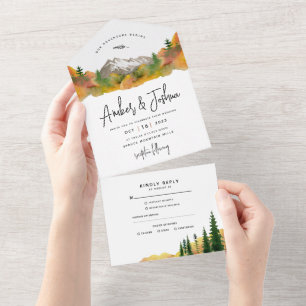 Autumn Mountain All in One Convite de casamento