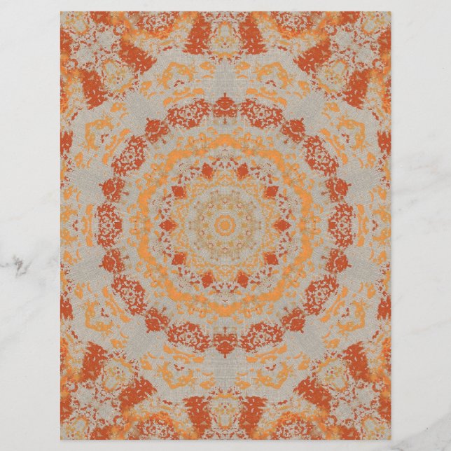 Autumn Orange Cinza Kaleidoscope Patterno (Frente)
