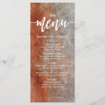 Autumn Orange & Cinza Watercolor Weding Menu
