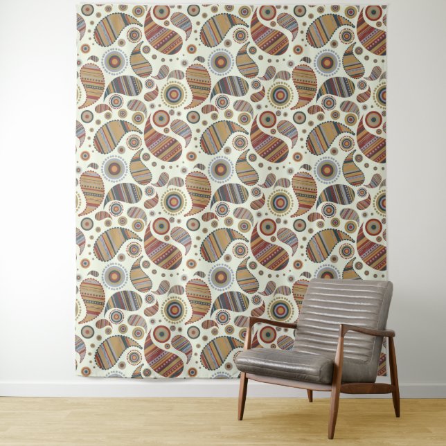 Autumn Paisley Pattern Wall Tapeçaria (In Situ)