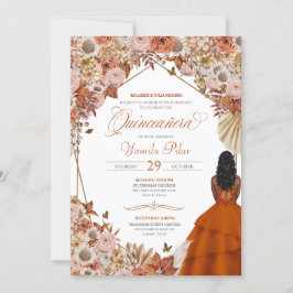 Autumn Rust Orange Deixa Quinceanera Convite