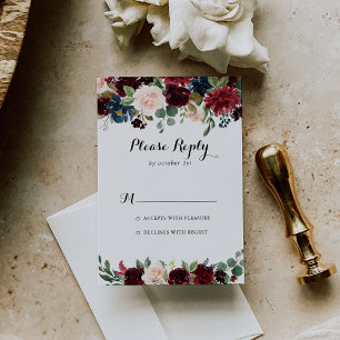 Autumn Rustic Burgundy Modern Calliographic RSVP