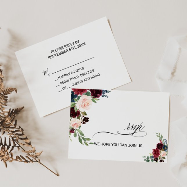 Autumn Rustic Dazzling Burgundy Casamento Rsvp (Criador carregado)