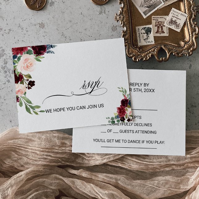 Autumn Rustic Dazzling Burgundy Song Request Rsvp (Criador carregado)