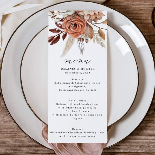 Autumn Rustic Floral Wedding Menu Alto (
An elegant menu for your Fall Wedding or Dinner Party.)