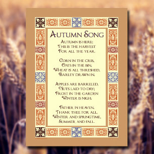 Autumn Song Thankand Harvest Poem Poster