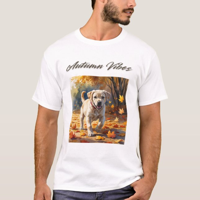 Autumn Vibes Labrador Puppy T-Shirt (Frente)
