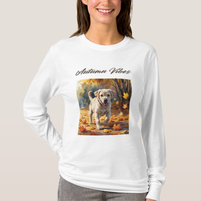 Autumn Vibes Labrador Puppy T-Shirt (Frente)