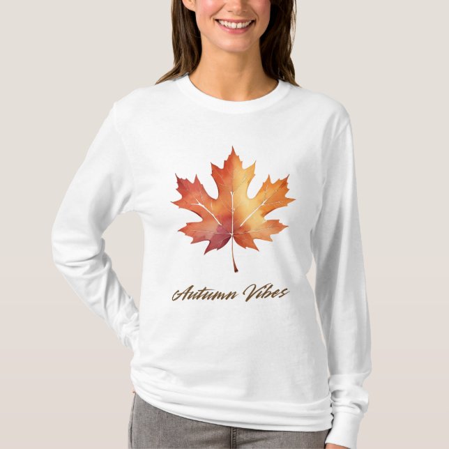 Autumn Vibes Leaf T-Shirt (Frente)
