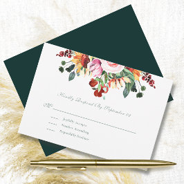 Autumn Watercolor Floral Sunflower Wedal RSVP