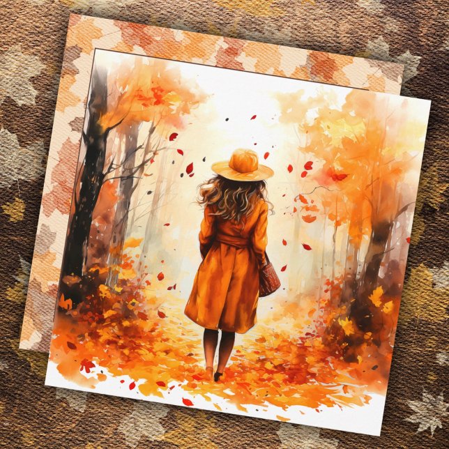 Autumn Watercolor Peaceful Girl Andando (Criador carregado)
