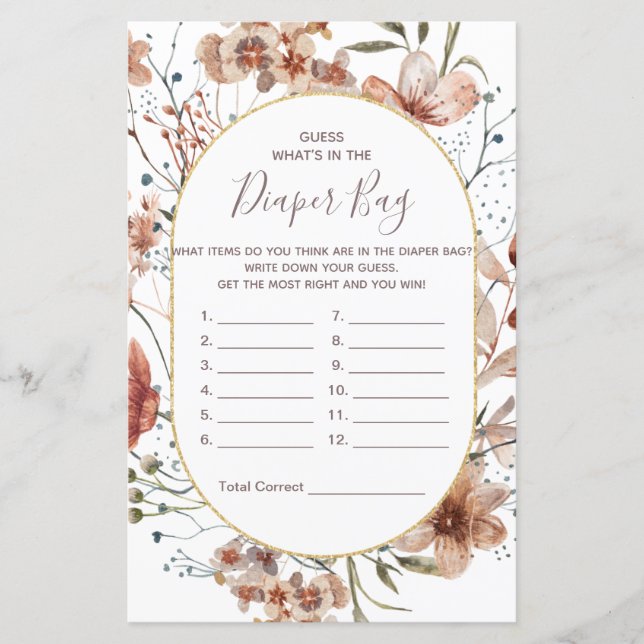 Autumn Wildflower adivinha o que há na Fralda (Frente)