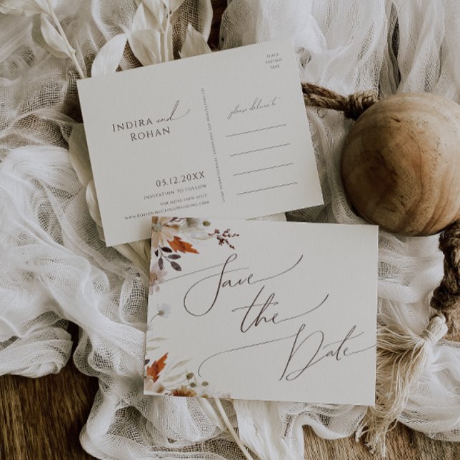 Autumn Wildflower Beige Salvar O Cartão Postal (Criador carregado)