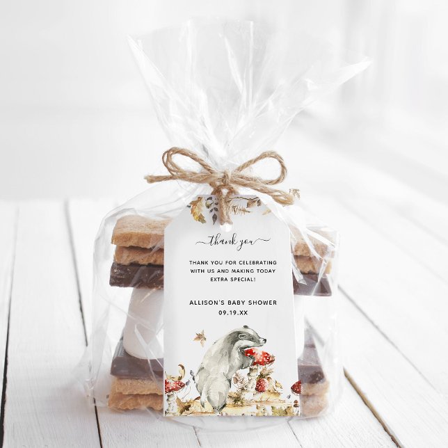 Autumn Woodland | Chá de fraldas Obrigado Etiqueta (Criador carregado)