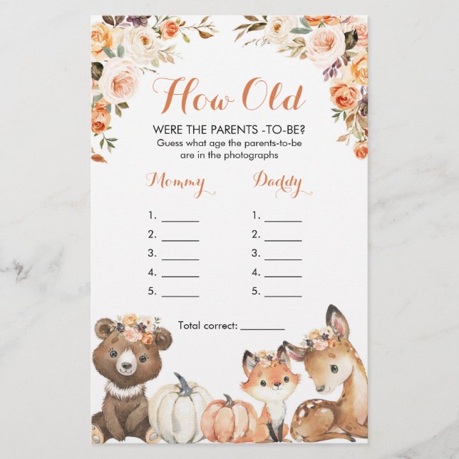 Autumn Woodland Oh Baby Quantos Anos Tinham Os Pai (Frente)