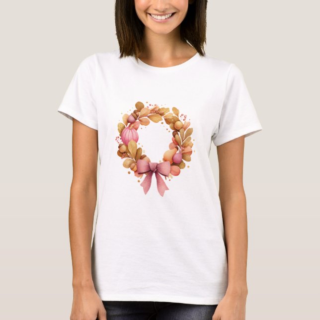 Autumn Wreath Graphic T-Shirt - Tea de Ação de Gra (Frente)