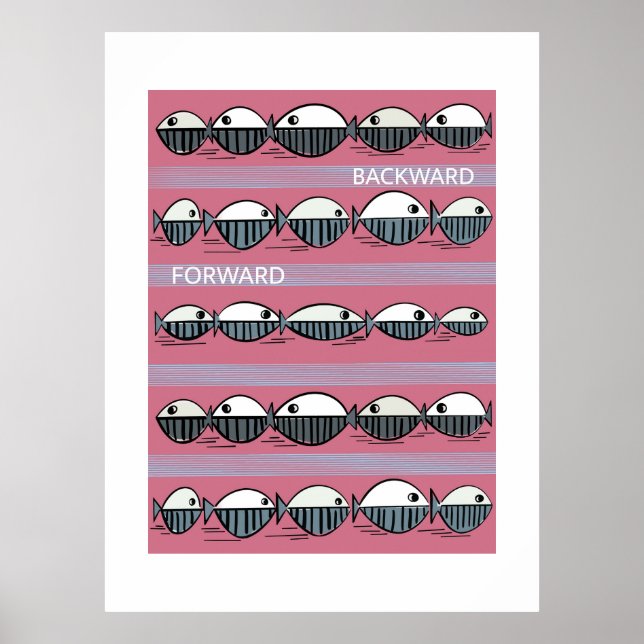 Avanço e Recuo – Poster de Padrão de Peixe Minimal (Frente)