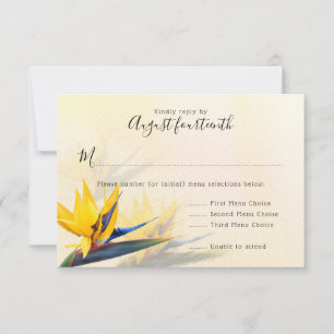 Ave do paraíso Hawaiian Wedding Menu Reply Cards