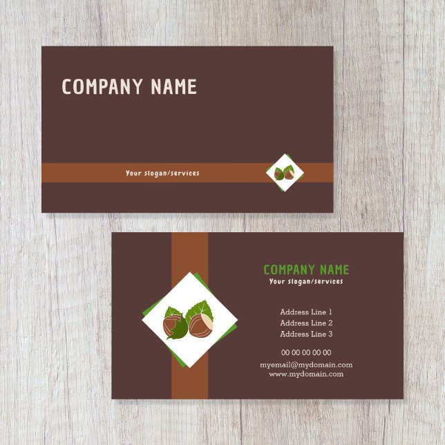 Avelãs e Cartão de visita castanhos (Hazelnuts Business Card)