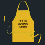 Aventais da rainha do cupcake para o amarelo das<br><div class="desc">Aventais da rainha do cupcake para o amarelo das mulheres |. Humor do cozinhar e do cozimento com pouca coroa. Customizabe com suas próprias citações engraçadas.</div>