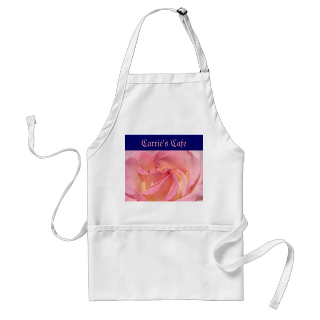 Aventais de Designer Adicione Seu Nome Café Rosa R (Frente)