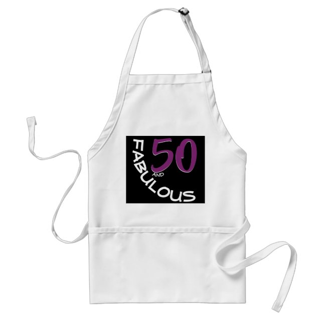 Avental 50 e Fabulosa Tipografia Branca Roxa de Aniversári (Frente)