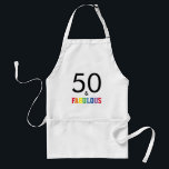 Avental 50 e Fabulosas Cores Arco-Íris de Aniversário<br><div class="desc">Celebre 50 anos com este design colorido! Dê este avental como presente ao aniversariante ou menina. Faça-os sorrir!</div>