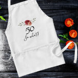 Avental 50 Então, que Rosa de Aquarela Engraçado 50º anive<br><div class="desc">50 Então, que Apron Adulto Apron Adulto de Apron, Adulto de Apron, com Rosa de Aquarela Engraçado. Design floral com script 50 e daí? O design apresenta uma citação positiva e engraçada 50, e assim em uma escrita branca e belos rosas e galhos de aquarela. O avental é excelente para...</div>