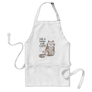 Avental A Vida é Melhor Com Gatos Doodle