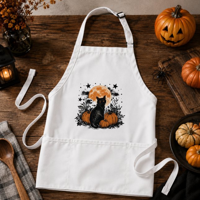 Avental Abóbora Gato Preto Halloween (Criador carregado)