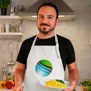 Avental Abstrato Verde e Azul Globo Moderno Terra