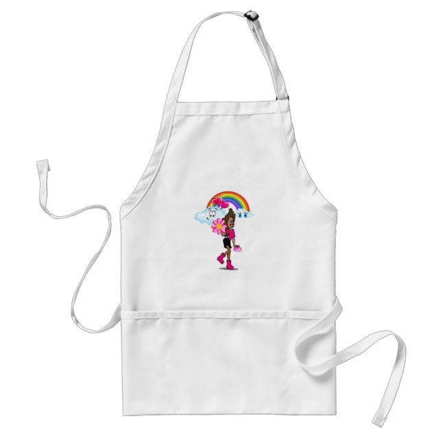 Avental African Girl Rainbow Clouds Kitchen Apron (Frente)