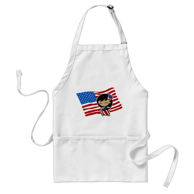 Avental Aloha Honys USA Flag Hula Girl Aprons (Frente)