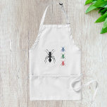 Avental Ant Silhouettes Insetos Azul Preto Verde e Vermelh<br><div class="desc">Adicione uma onda de diversão vibrante às suas aventuras de cozinhar com este avental delicioso com uma série de quatro formigas coloridas! Cada formiga caminha através do tecido em uma matiz ousada, criando um design lúdico e atraente que é perfeito para qualquer cozinha. Quer você esteja assando uma tempestade ou...</div>