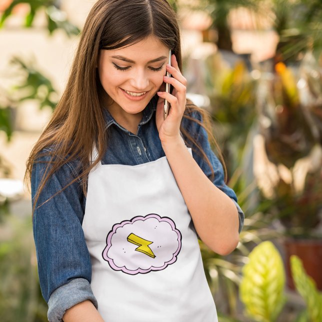 Avental Apron Adulto De Raio Amarelo Da Nuvem Rosa (Criador carregado)