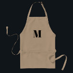 Avental Apron branco preto inicial personalizado monograma<br><div class="desc">Apron branco preto personalizado inicial monograma. Minimalista,  moderno,  elegante,  na moda design.</div>