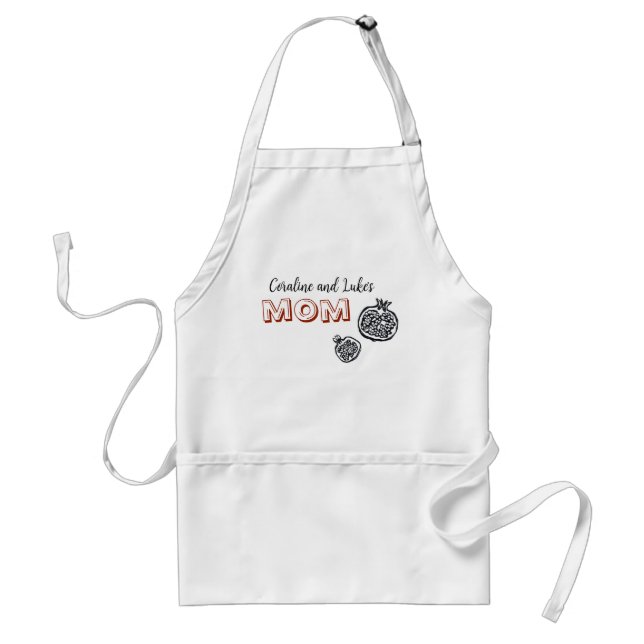 Avental Apron com romãs e a inscrição "mãe" (Frente)