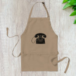 Avental Apron de Telefone Negro Antigo<br><div class="desc">Telefones mudaram muito ao longo dos anos. Costumavam ser como este design, que é um velho telefone negro. O estilo é o antigo tipo de discagem rotativa de telefone. Este é um telefone antigo que te lembra de ontem. Este velho design de celular preto parece excelente neste avental. Perfeito para...</div>