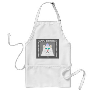Avental Apron Fluffy White Cat