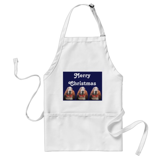 Avental Apron Merry Christmas Basset Hounds (Frente)