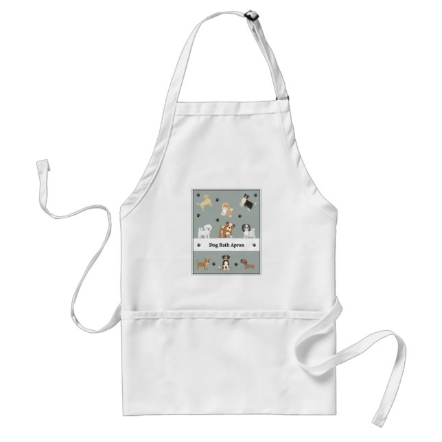 Avental Apron para Banho de Cachorro com Cães Ilustrados (Frente)