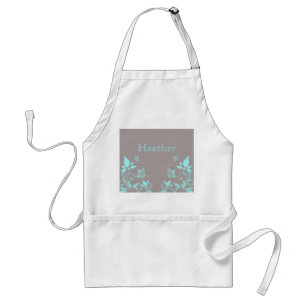 Avental Aqua Butterfly Floral Apron